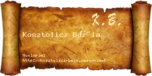 Kosztolicz Béla névjegykártya