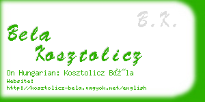 bela kosztolicz business card